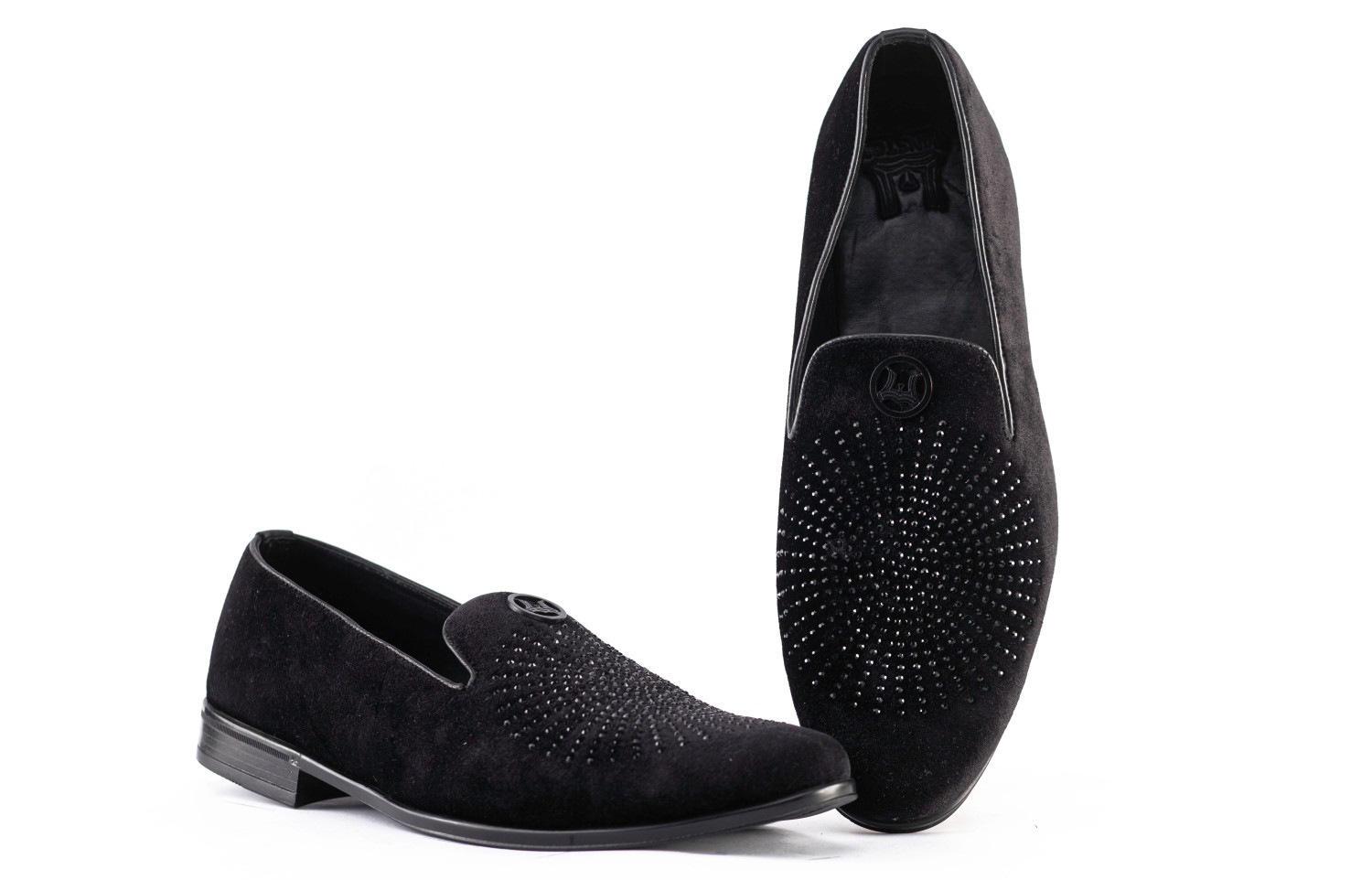 Crystal Velvet Loafers (US): Black