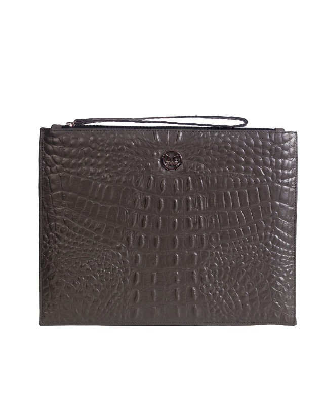 Man Purse MIDI: Ash Textured Crocodile Print