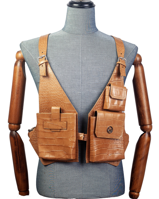 Utility Vest: Nude Crocodile Print