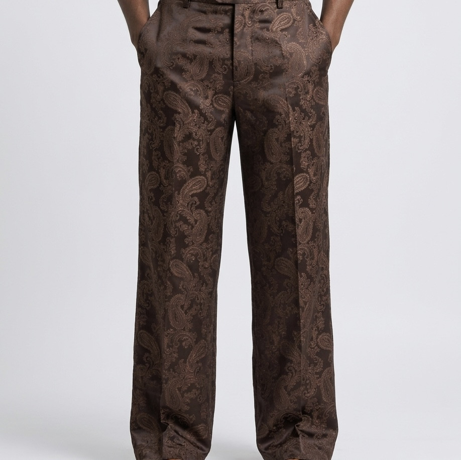 Palazzo Pants: Brown & Copper Parsley Print