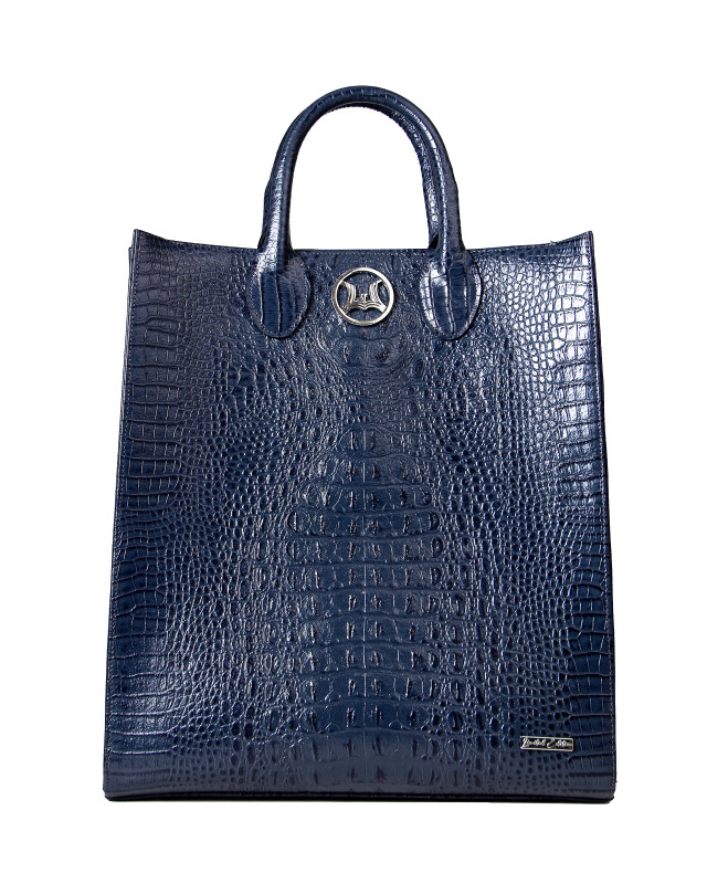 Man Tote: Limited Edition Deep Blue Textured Crocodile Print