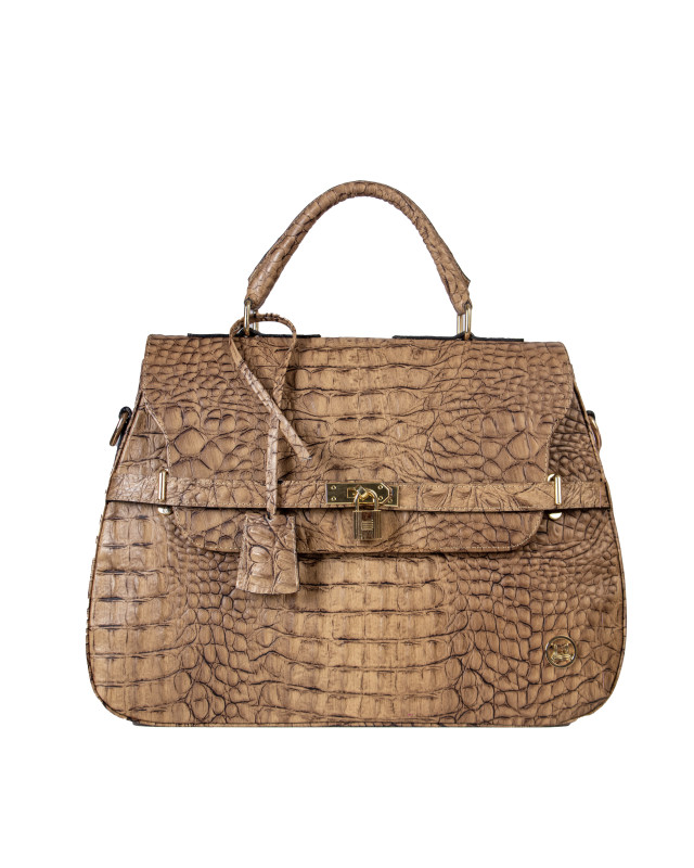 Brazzaville:  Tan Textured Crocodile Print
