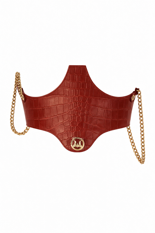 Corset Belt: Wine Crocodile Print