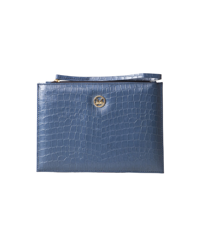 Man Purse: Blue Crocodile Print