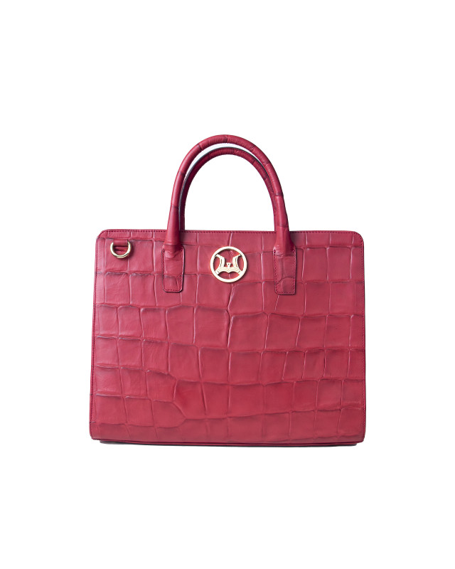 London: Red Textured Crocodile Print