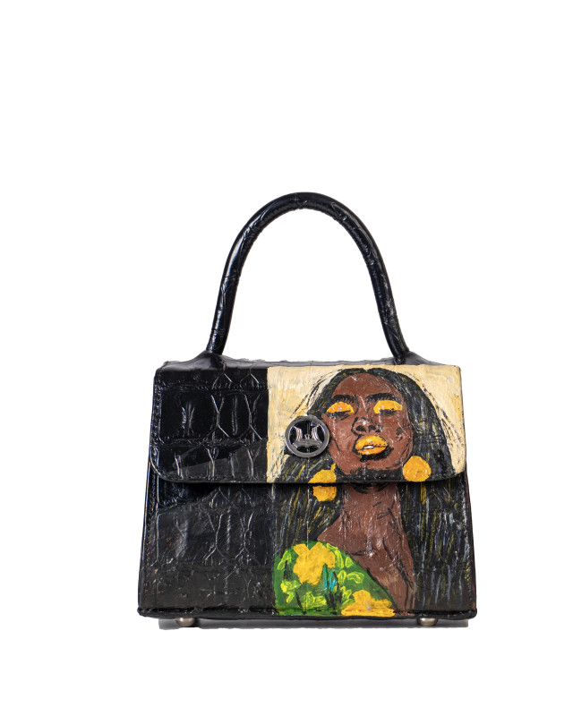 Tokyo Micro: Black Textured Crocodile Print Meets Art