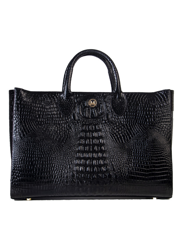 Midi Man Tote: Limited Edition Black Textured Crocodile Print