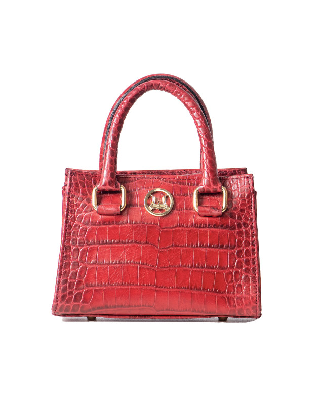 Lagos Micro (UK): Cherry Wine Crocodile Print