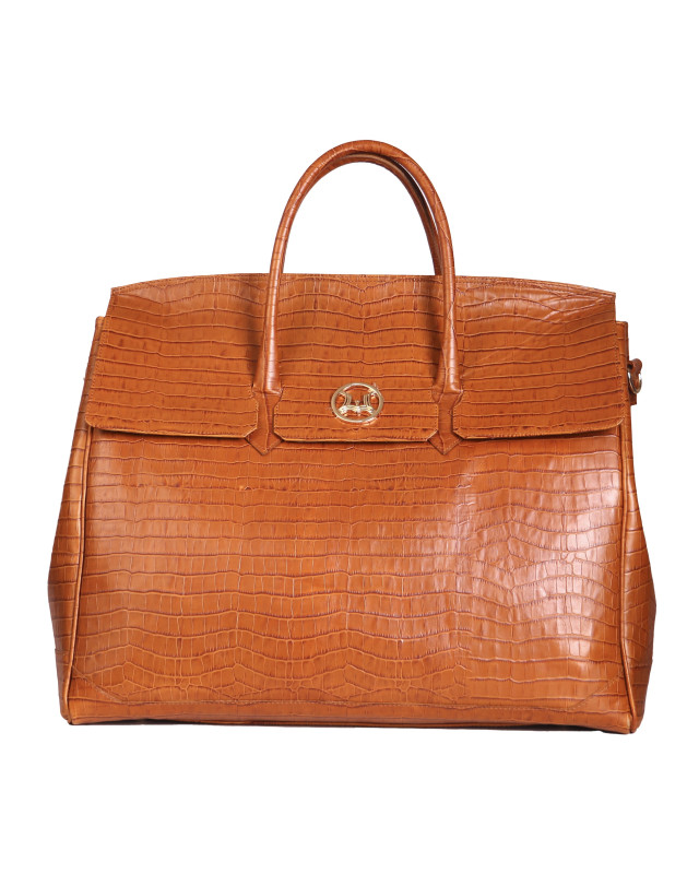 Duffle Bag 3.0: Toffee Brown Crocodile Print
