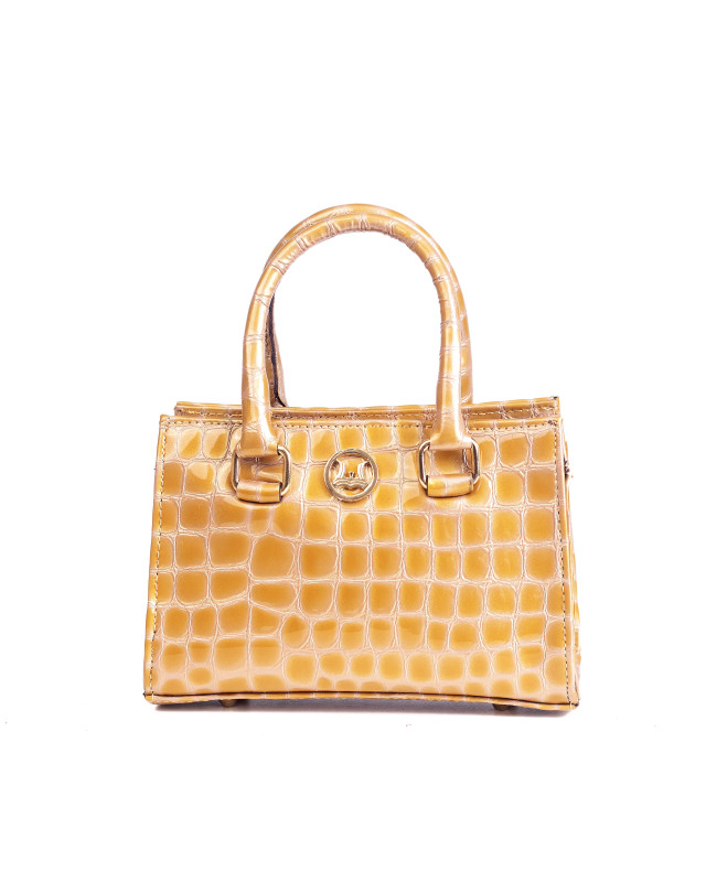 Lagos Mini: Glossy Fawn Yellow Crocodile Print
