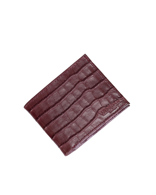 Wallet: Maroon Crocodile Print