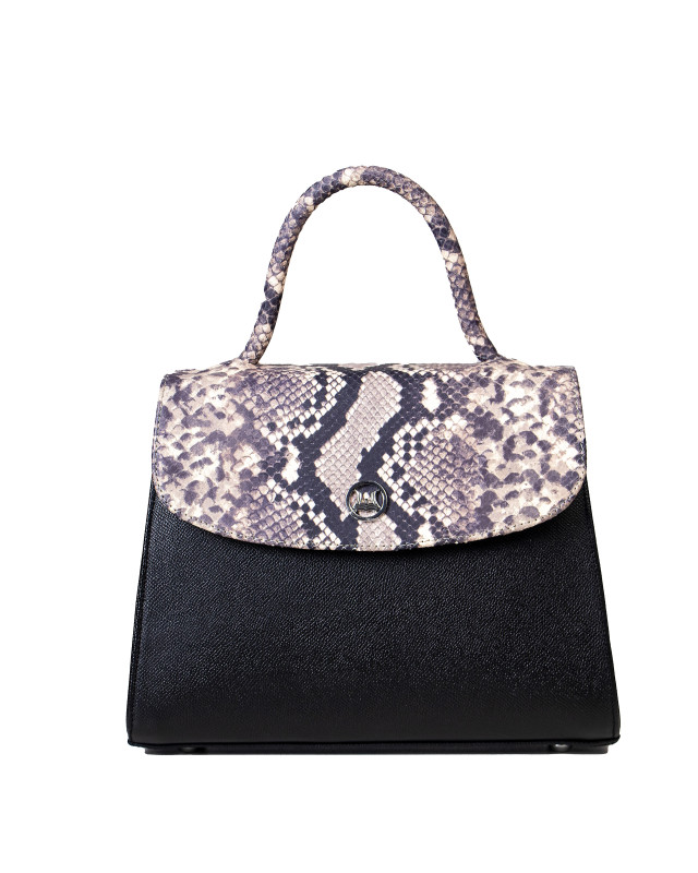 Paris Midi: Black and Beige Snake Print Combination