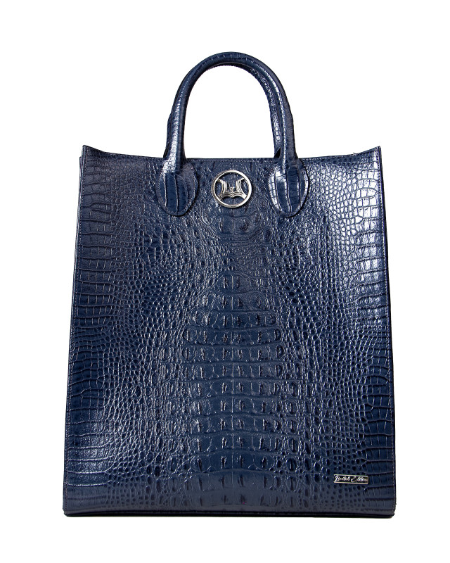 Man Tote: Limited Edition Deep Blue Textured Crocodile Print