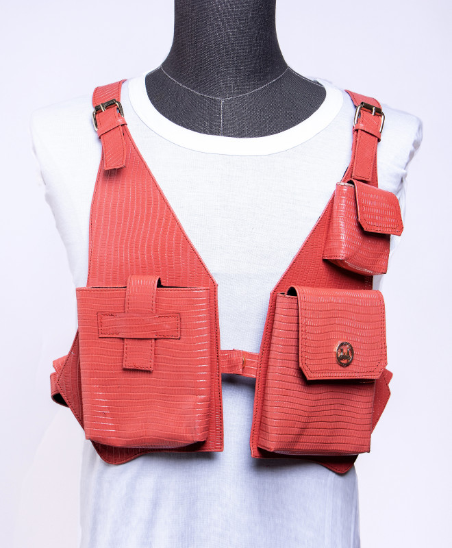 Utility Vest: Peach Monitor Lizard Print