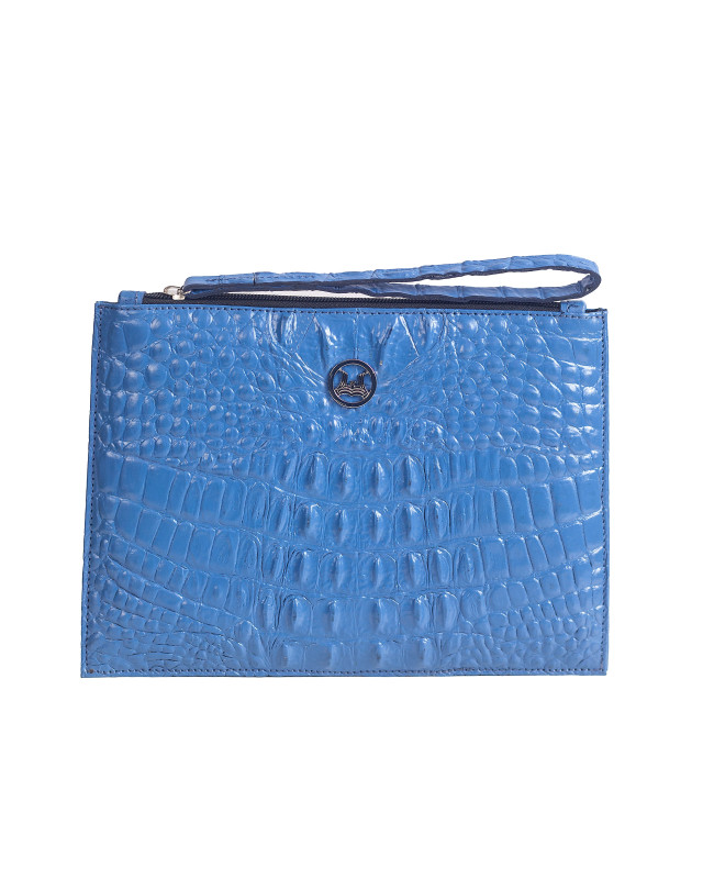 Man Purse Mini: Royal Blue Textured Crocodile Print