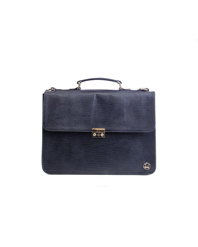 Satchel Work Case: Black Monitor Lizard Print