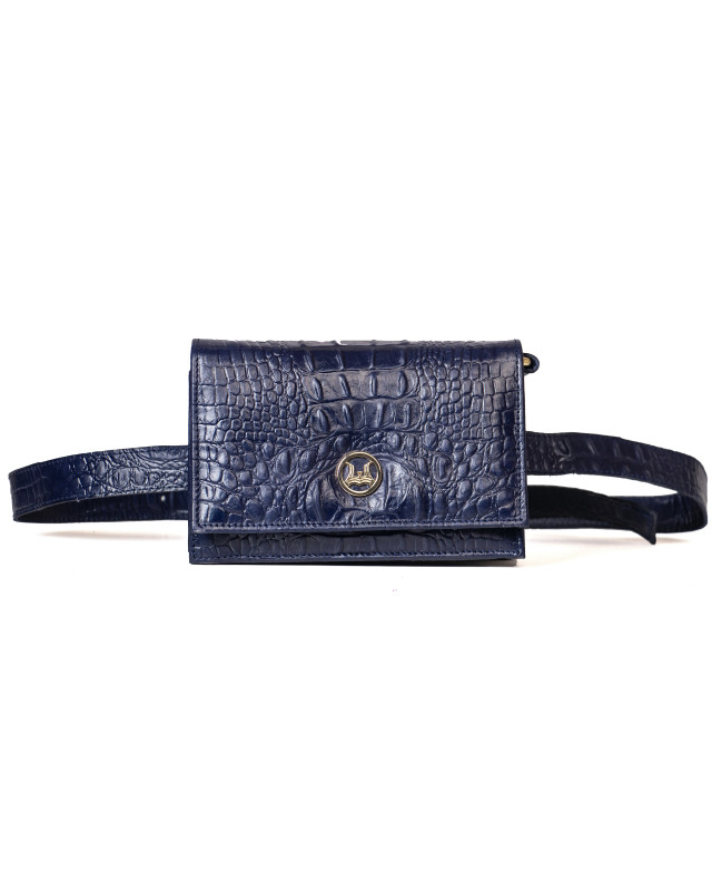Banjul: Deep Blue Textured Crocodile Print