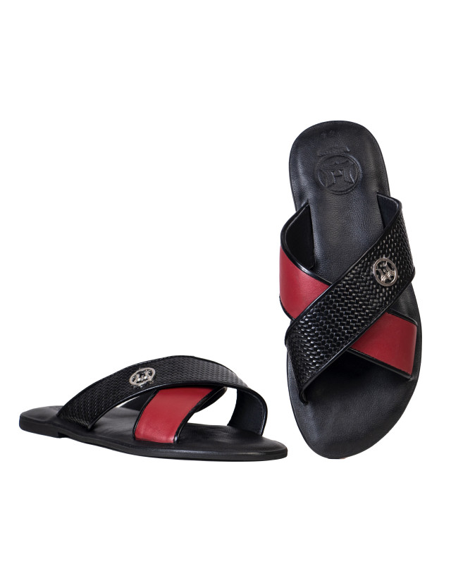 Ayatollah: Black and Red Basket Woven Leather