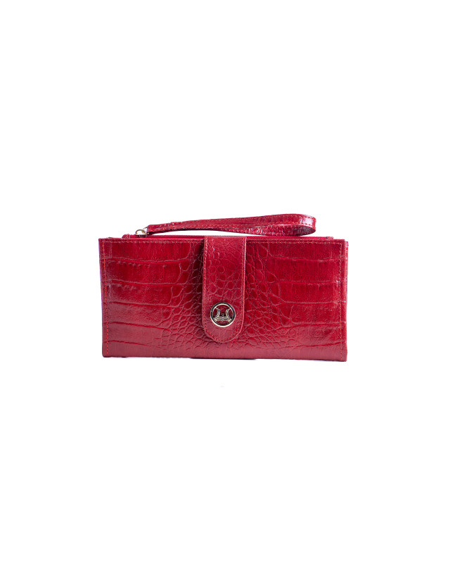 Unisex Wallet: Blood Red Crocodile Print