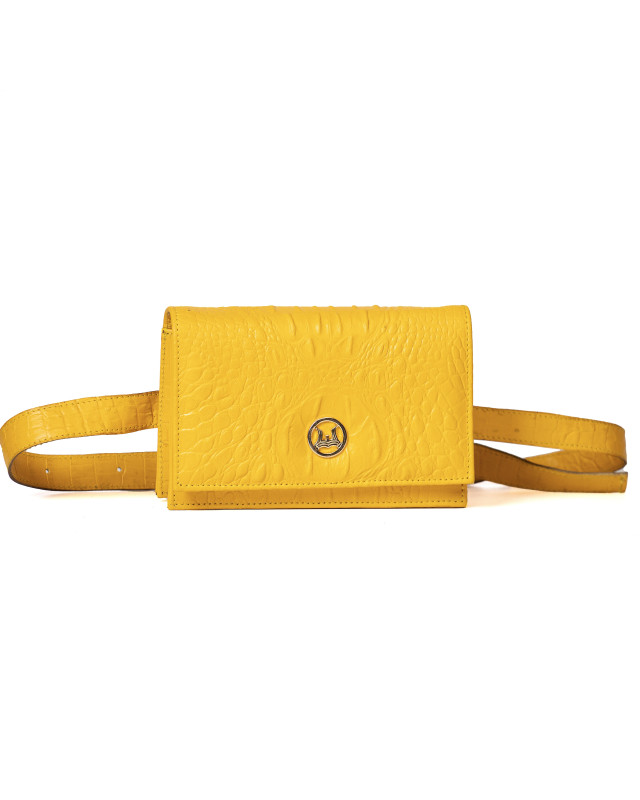 Banjul: Yellow Textured Crocodile Print