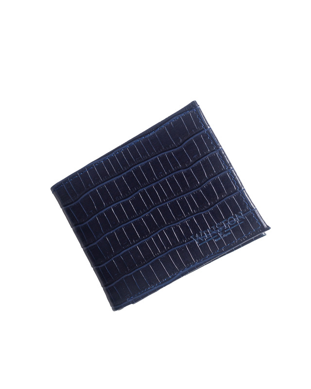 Wallet: Dark Blue Crocodile Print