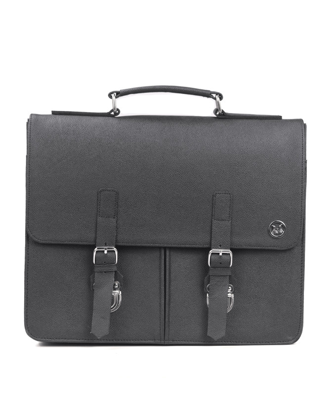 Satchel Work Case with Double Pockets: Black
