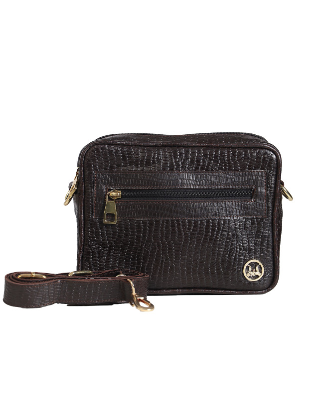 Messenger Bag: Dark Brown Monitor Lizard Print