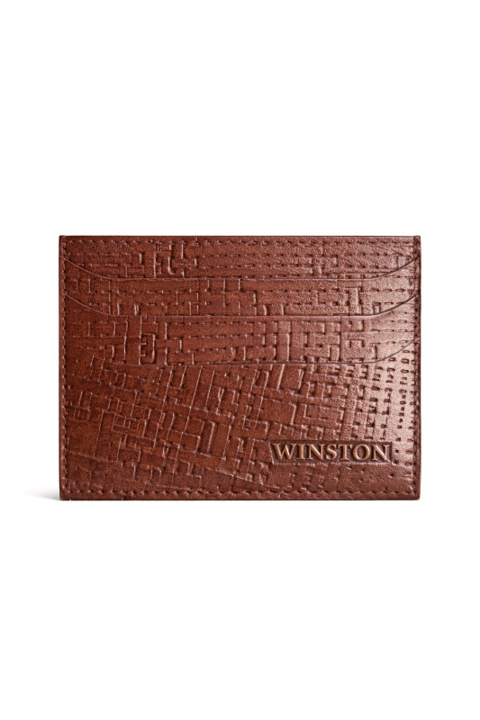Cardholder: Dark Brown Basket Woven Print
