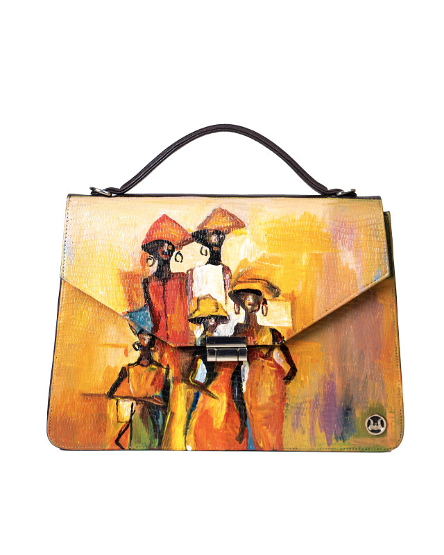 Her Work Case: Dark Brown Monitor Lizard Print with Art