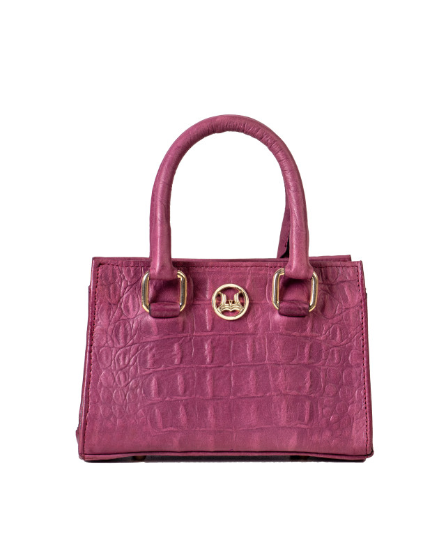 Lagos Mini: Rouge Pink Textured Crocodile Print