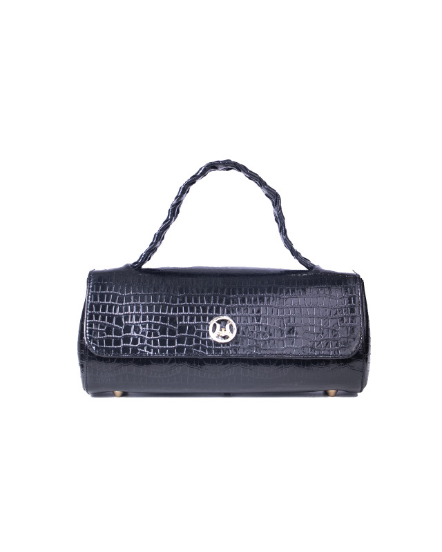 Milan Mini: Glossy Black Crocodile Print