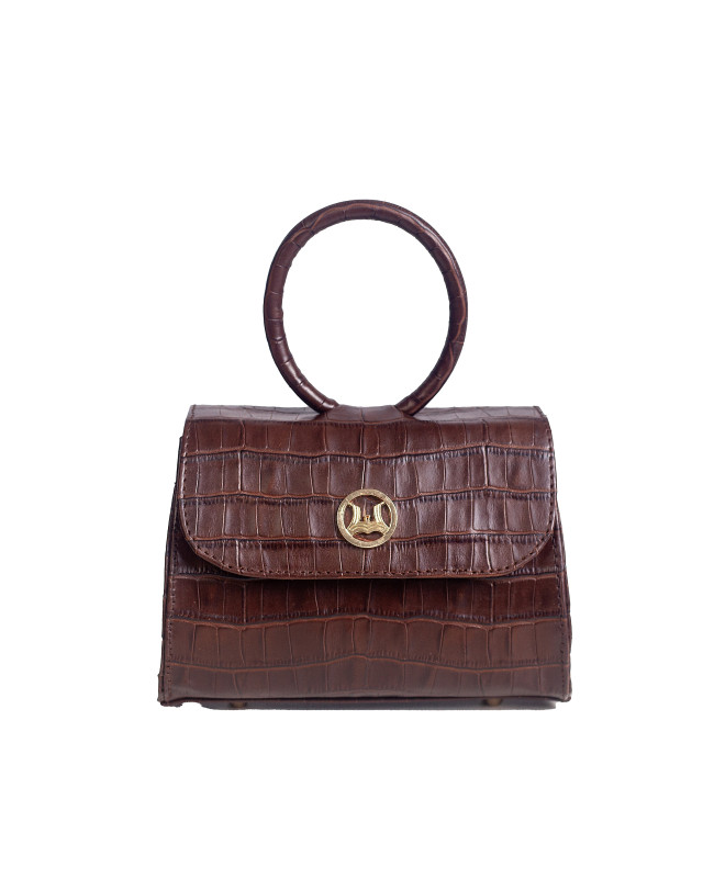 Monaco Micro: Dark Brown Crocodile Print