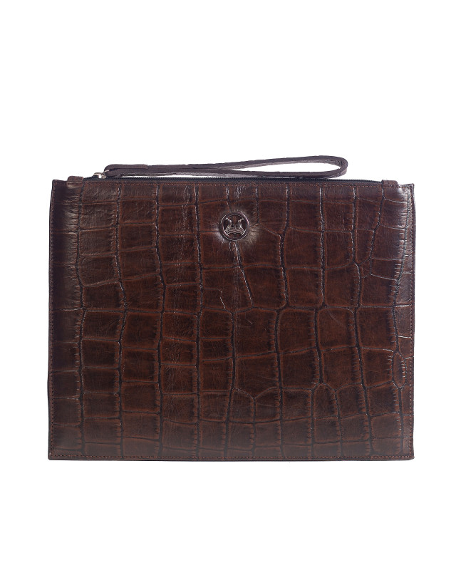 Man Purse MIDI: Chestnut Brown Crocodile Print