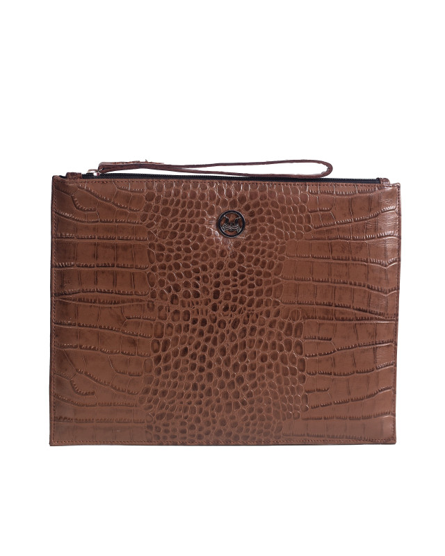 Man Purse MIDI: Brown Crocodile Print II