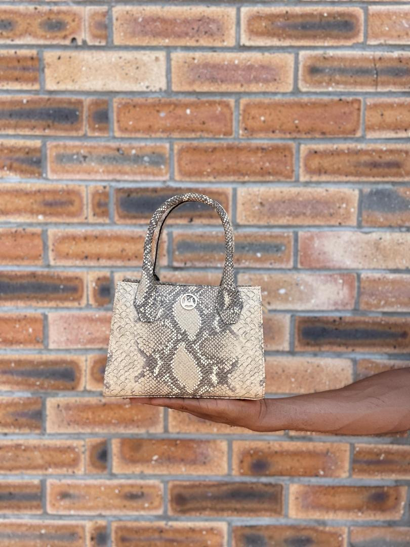 Montreal Mini: Beige and Grey Snake Print