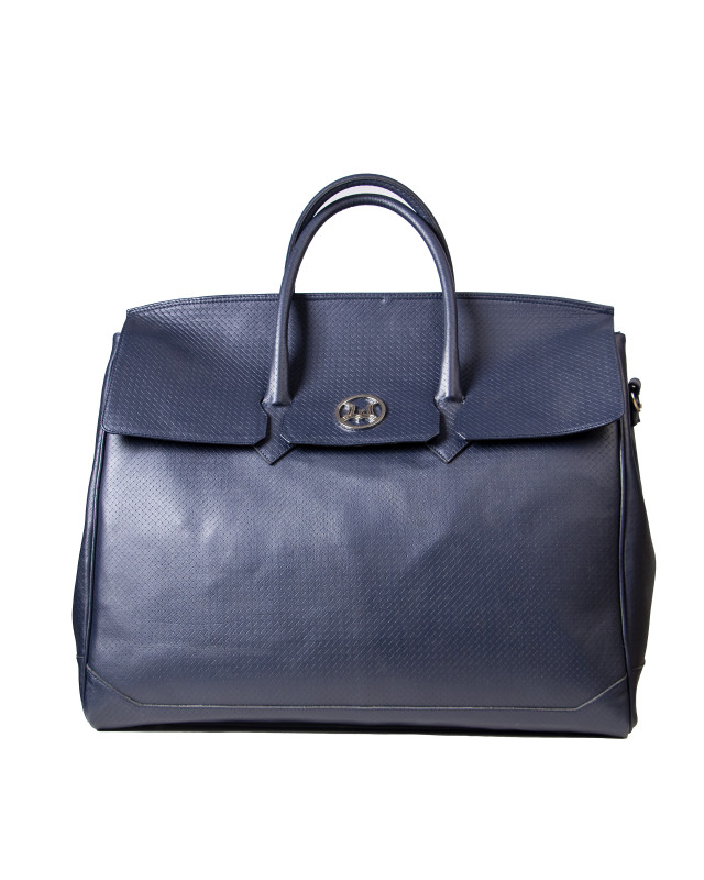Duffle Bag 3.0: Blue Basket Woven Leather Print