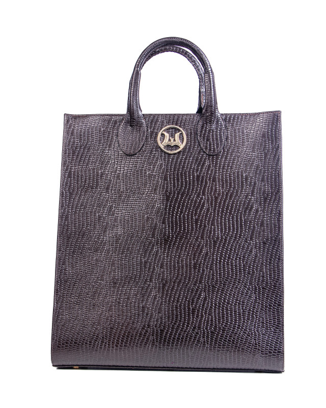 Man Tote: Dark Brown Monitor Lizard Print