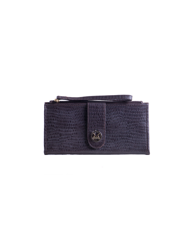 Unisex Wallet: Dark Brown Monitor Lizard  Print