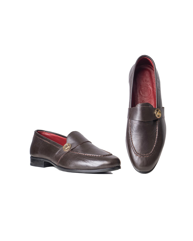 Belgian Loafers: Brown W Logo Strap