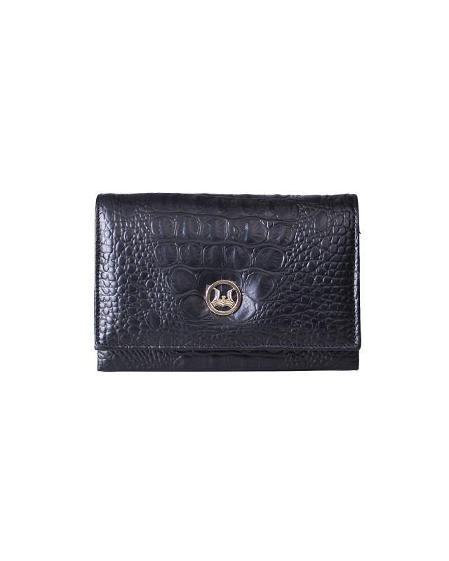 Banjul: Black Textured Crocodile Print