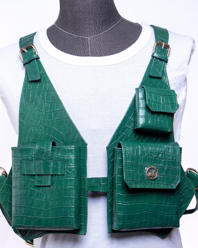 Utility Vest:  Green Crocodile Print