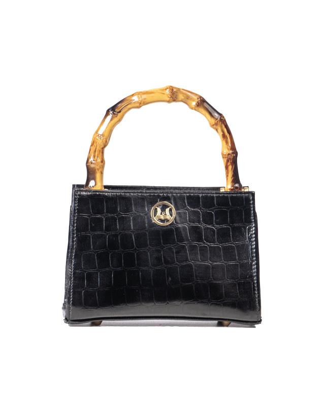 Shanghai Mini: Glossy Black Crocodile Print