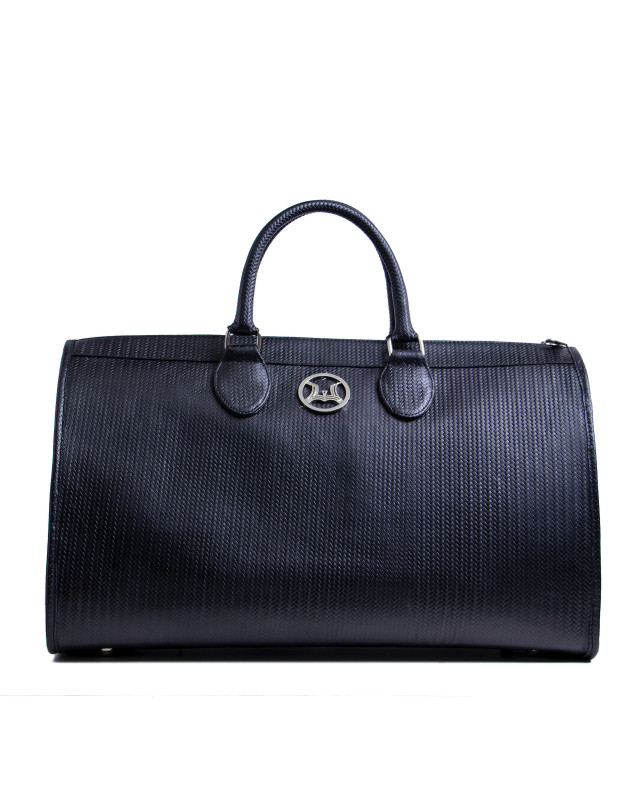 Duffle Bag 2.0: Black Basket Woven Leather Print