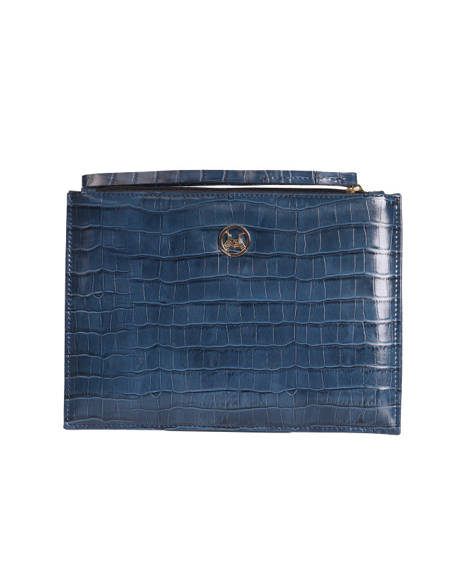 Man Purse Mini: Navy Blue Crocodile Print