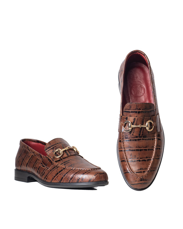 Penny Loafers: Brown Crocodile Print