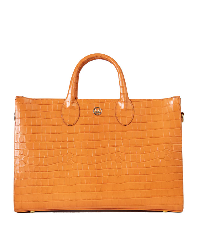 Midi Man Tote(GH): Orange Crocodile Print