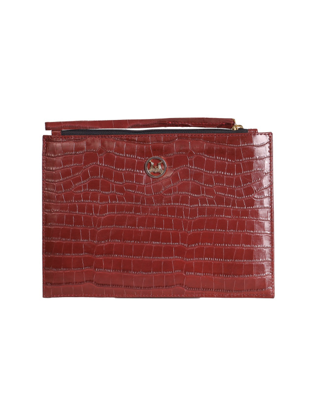 Man Purse Mini: Maroon Crocodile Print
