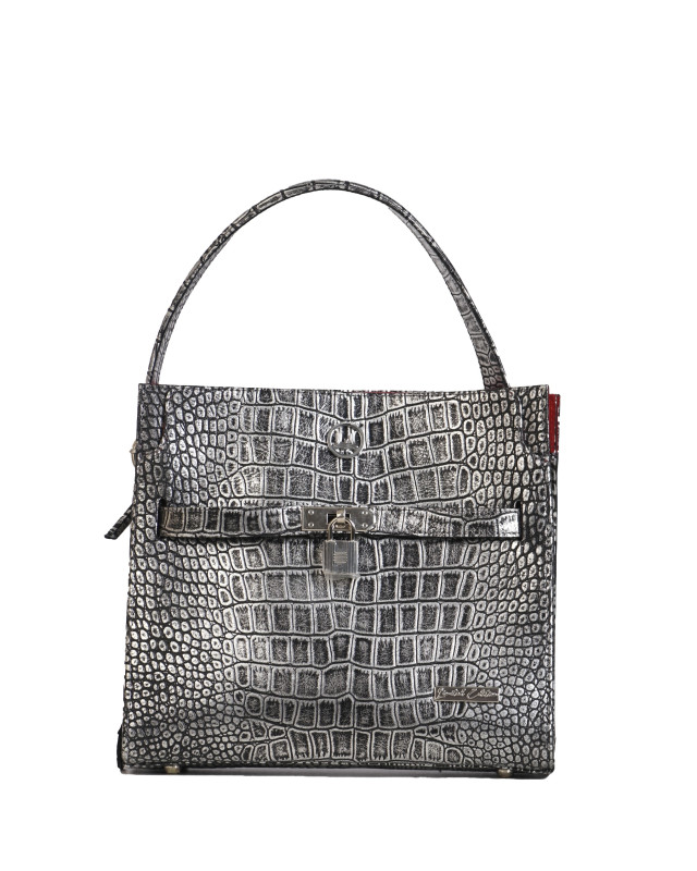 Venice Midi:  Limited Edition Silver and Black Crocodile Print