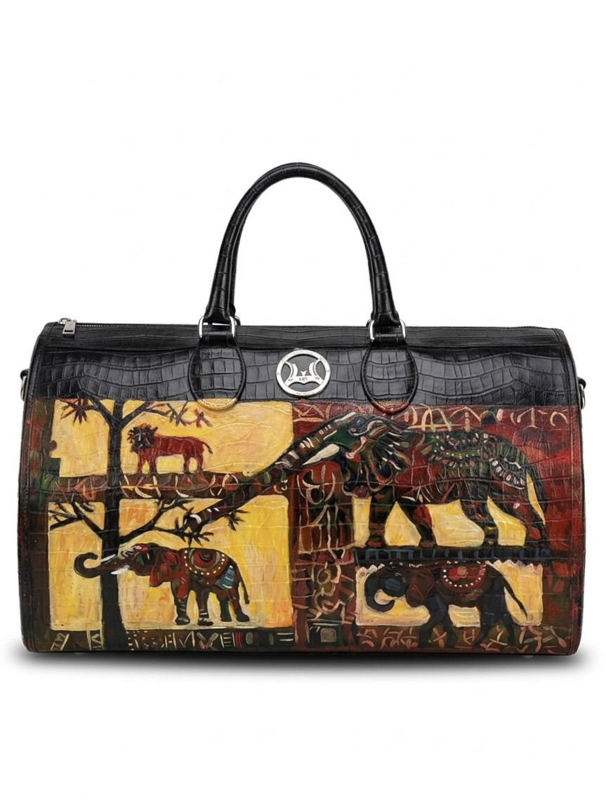 Duffle Bag 2.0: Black Crocodile Print Meets Art
