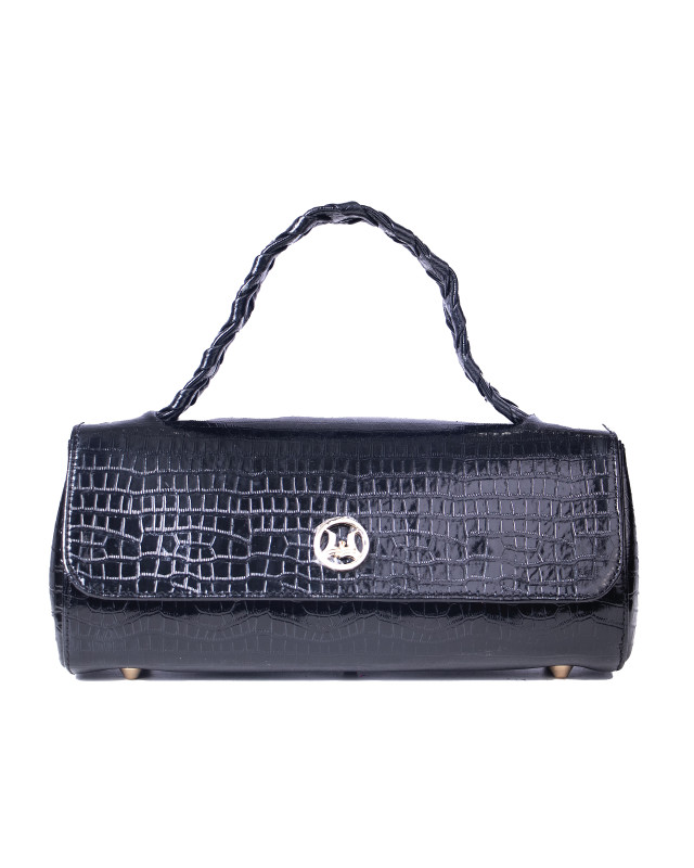 Milan Mini: Glossy Black Crocodile Print